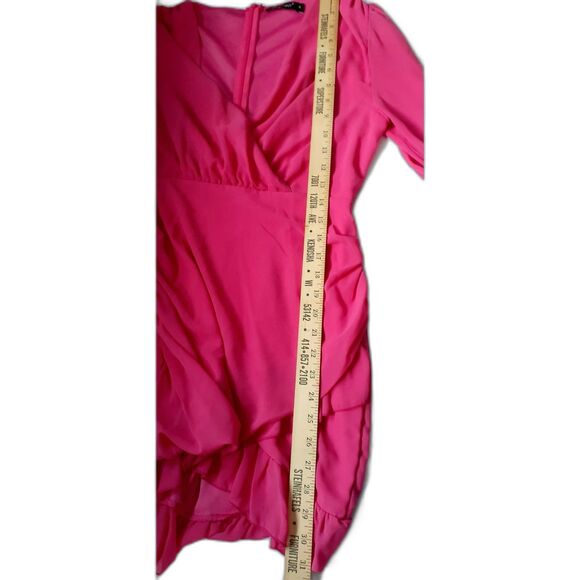 Double Crazy  Dress Women Size M  Pink Cocktail  Long Sleeve # 103 - Picture 4 of 6